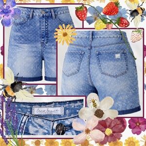 Crave Fame Polka Dot Acid Wash Denim Shorts Size 1 Petite | 2013 High Rise Y2K
